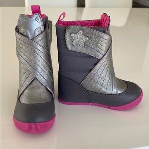 NEW Livie & Luca Fox Silver/Pink Rainbow Fleece Leather Boots girls toddler 8